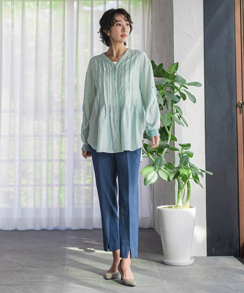 la.f…（ラエフ）の「【WEB限定】“美脚デニム見え”裾スリットテーパードパンツ（その他パンツ・レディース・ダークネイビー/ブラック・7号/9号）」の10枚目の写真