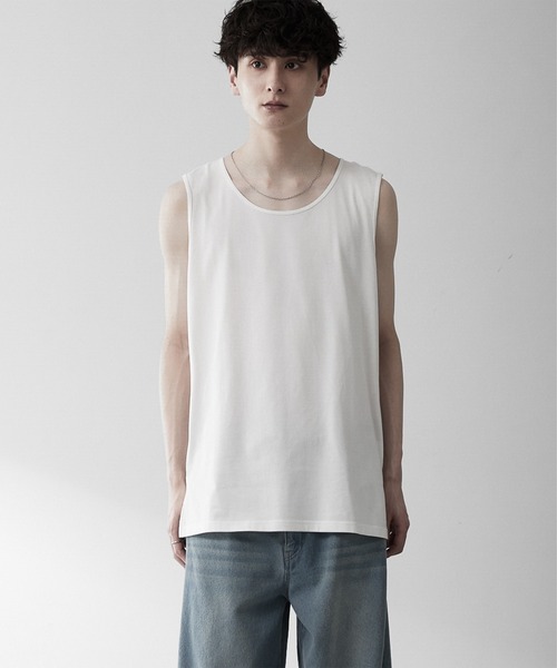 RUUBON（ルーボン）の「【RUUBON】airy layered tank top / エアリーレイヤードタンクトップ（タンクトップ・メンズ・ホワイト/ブラック・L/M/S）」の9枚目の写真