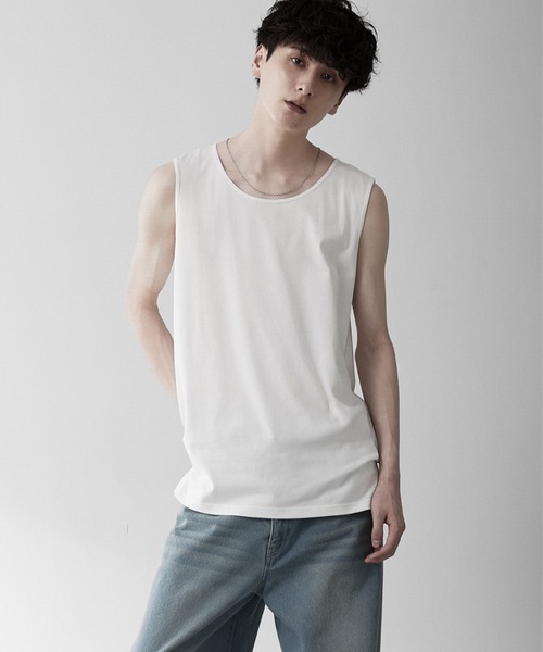 RUUBON（ルーボン）の「【RUUBON】airy layered tank top / エアリーレイヤードタンクトップ（タンクトップ・メンズ・ホワイト/ブラック・L/M/S）」の10枚目の写真