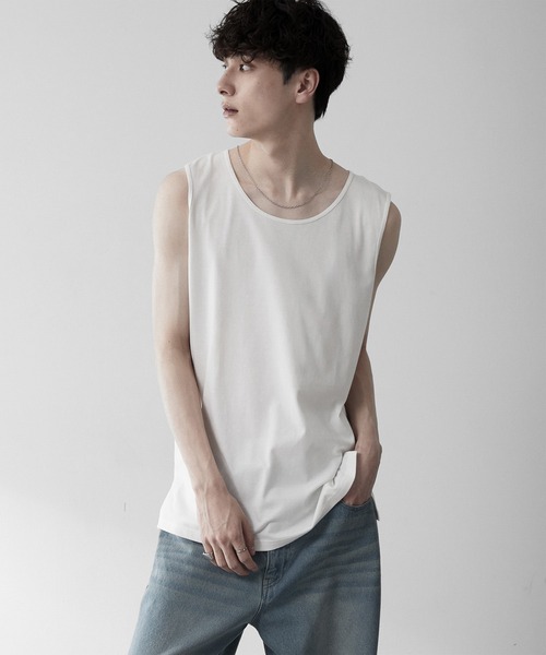 RUUBON（ルーボン）の「【RUUBON】airy layered tank top / エアリーレイヤードタンクトップ（タンクトップ・メンズ・ホワイト/ブラック・L/M/S）」の11枚目の写真