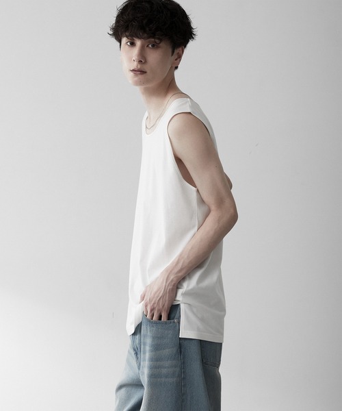 RUUBON（ルーボン）の「【RUUBON】airy layered tank top / エアリーレイヤードタンクトップ（タンクトップ・メンズ・ホワイト/ブラック・L/M/S）」の13枚目の写真
