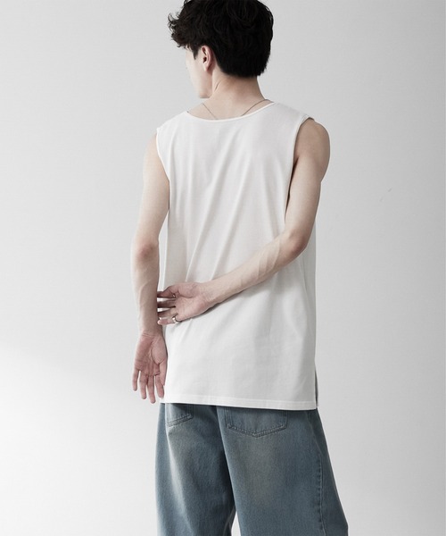RUUBON（ルーボン）の「【RUUBON】airy layered tank top / エアリーレイヤードタンクトップ（タンクトップ・メンズ・ホワイト/ブラック・L/M/S）」の14枚目の写真