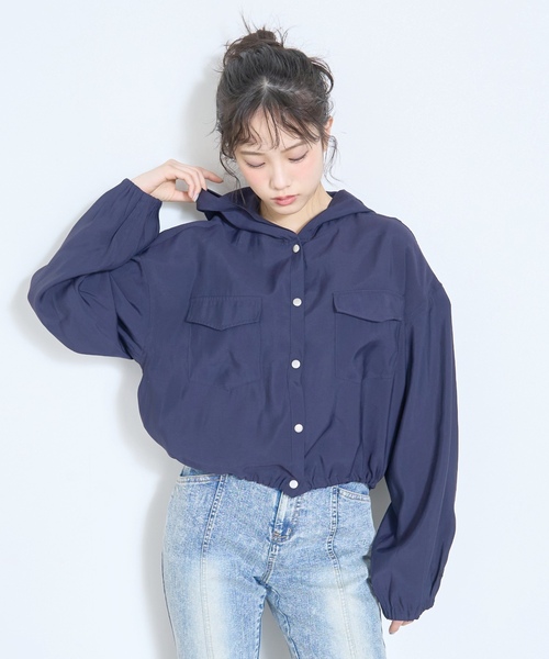 LOVETOXIC（ラブトキシック）の「【UV/防花粉】シアーパーカー（パーカー・キッズ・オフホワイト/イエロー/ブラウン/ネイビー・130cm/L:160cm/M:150cm/S:140cm）」の3枚目の写真