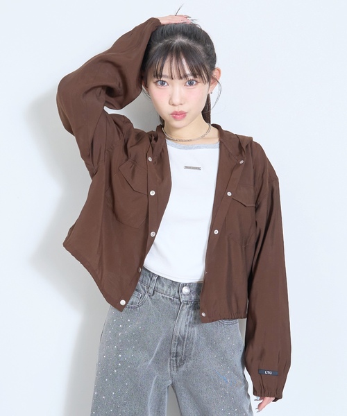 LOVETOXIC（ラブトキシック）の「【UV/防花粉】シアーパーカー（パーカー・キッズ・オフホワイト/イエロー/ブラウン/ネイビー・130cm/L:160cm/M:150cm/S:140cm）」の2枚目の写真