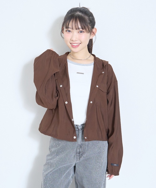 LOVETOXIC（ラブトキシック）の「【UV/防花粉】シアーパーカー（パーカー・キッズ・オフホワイト/イエロー/ブラウン/ネイビー・130cm/L:160cm/M:150cm/S:140cm）」の9枚目の写真