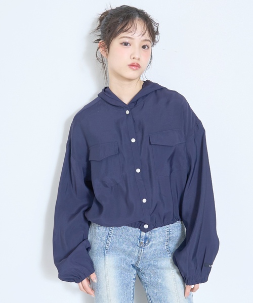 LOVETOXIC（ラブトキシック）の「【UV/防花粉】シアーパーカー（パーカー・キッズ・オフホワイト/イエロー/ブラウン/ネイビー・130cm/L:160cm/M:150cm/S:140cm）」の10枚目の写真