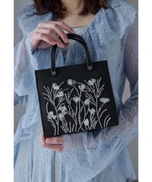 ボタニカル刺繍ラメハンドバッグ パーティーバッグ ミニ ショルダー 結婚式 二次会 成人式 同窓会 お呼ばれ フォーマル オケージョン