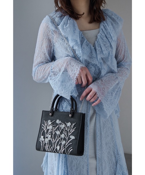 niana(ニアナ)の「ボタニカル刺繍ラメハンドバッグ パーティーバッグ ミニ ショルダー 結婚式 二次会 成人式 同窓会 お呼ばれ フォーマル オケージョン(ハンドバッグ・レディース・ブラック/シルバー/ベージュ・FREE)」の7枚目の写真
