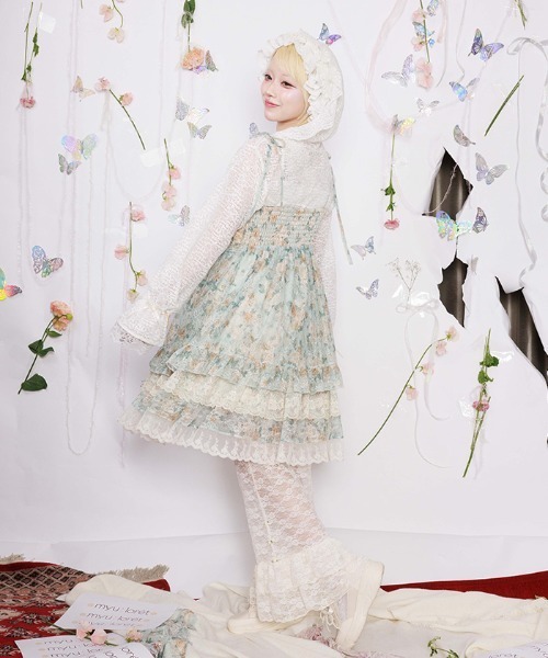 結 【nit alcove】ILLIT着用 ドット柄 レースフリル パンツ ペチ付レースフリルパンツ（その他パンツ）｜myu:loret（ミュウ