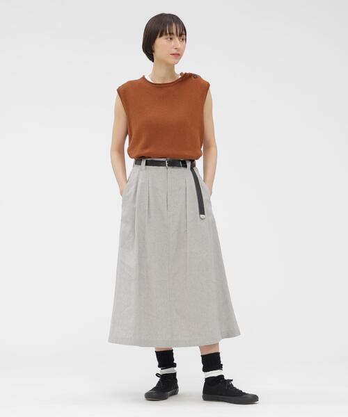 MHL.(エムエイチエル)の「FADED LINEN COTTON PLAINWEAVE(スカート・レディース・グレー/ブラック・2/1/0/3)」の1枚目の写真