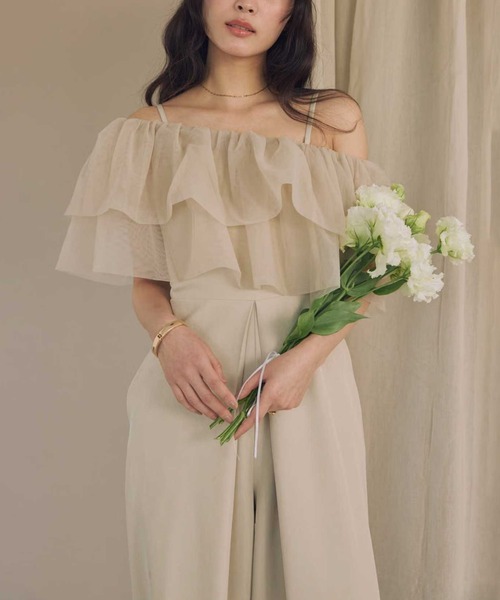 ACYM（アシーム）の「3Dフリルコンビドレス（つなぎ/オールインワン・レディース・ブラック/ベージュ・FREE）」の6枚目の写真