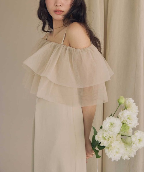 ACYM（アシーム）の「3Dフリルコンビドレス（つなぎ/オールインワン・レディース・ブラック/ベージュ・FREE）」の8枚目の写真