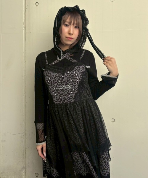 Candy Stripper（キャンディストリッパー）の「CANDY ♡ TIERED CAMI ワンピース（ワンピース・レディース・ブラック/アイボリー/グレー・FREE）」の20枚目の写真