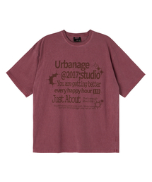 URBANAGE（アーバンエイジ）の「Just About ピグメントオーバー半袖ピンク（Tシャツ/カットソー）」