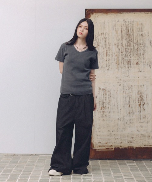 MSG(エムエスジー)の「Buyer's Select/ ピグメント加工テレコジャストフィットVネックT(Tシャツ/カットソー・メンズ・チャコール/ブラウン・L/M/S)」の10枚目の写真