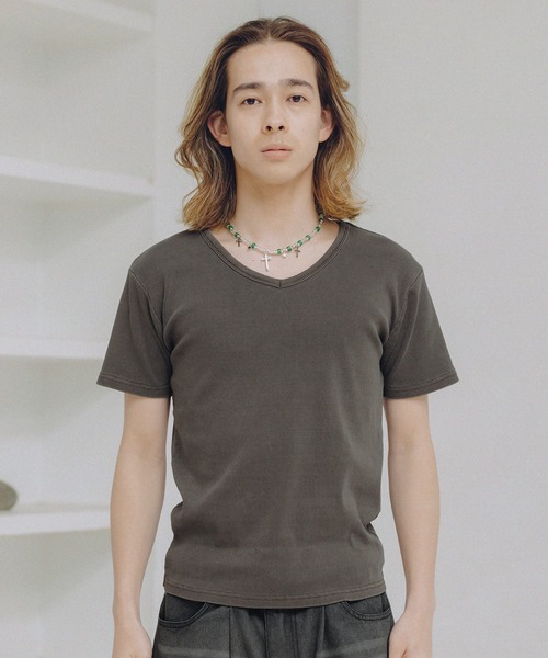 MSG(エムエスジー)の「Buyer's Select/ ピグメント加工テレコジャストフィットVネックT(Tシャツ/カットソー・メンズ・チャコール/ブラウン・L/M/S)」の18枚目の写真