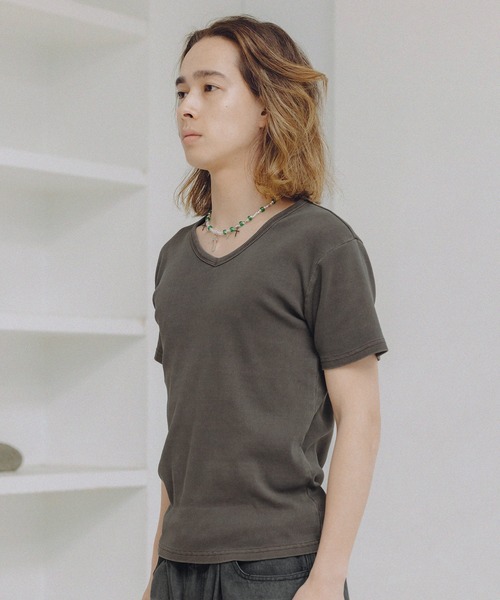 MSG(エムエスジー)の「Buyer's Select/ ピグメント加工テレコジャストフィットVネックT(Tシャツ/カットソー・メンズ・チャコール/ブラウン・L/M/S)」の19枚目の写真