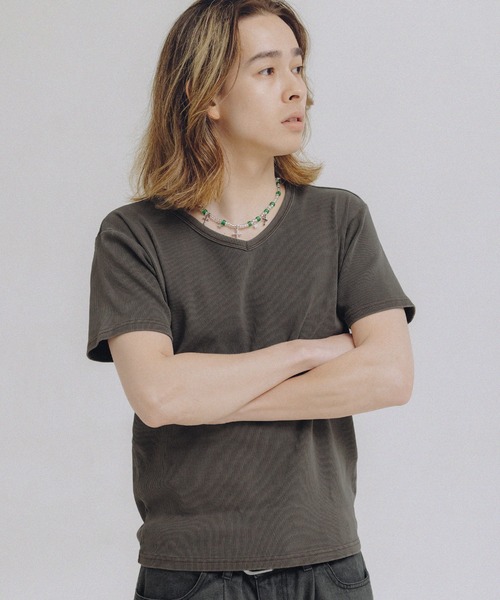 MSG(エムエスジー)の「Buyer's Select/ ピグメント加工テレコジャストフィットVネックT(Tシャツ/カットソー・メンズ・チャコール/ブラウン・L/M/S)」の12枚目の写真