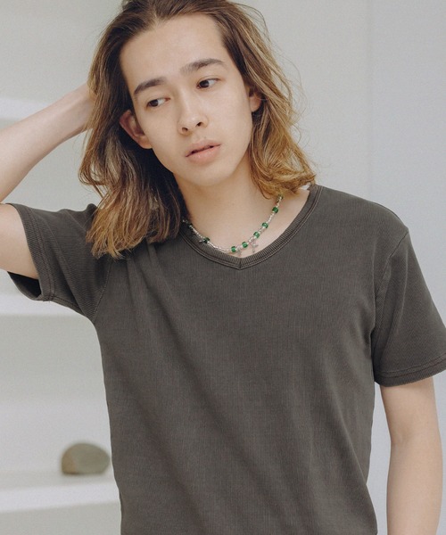 MSG(エムエスジー)の「Buyer's Select/ ピグメント加工テレコジャストフィットVネックT(Tシャツ/カットソー・メンズ・チャコール/ブラウン・L/M/S)」の13枚目の写真