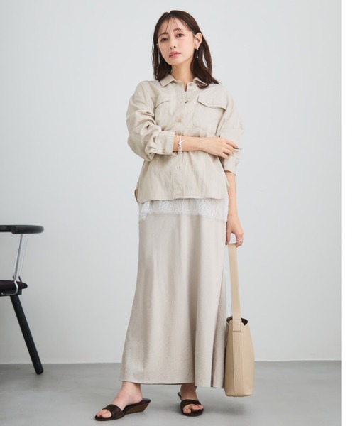 COHINA(コヒナ)の「ナチュラルウォッシュバイヤスナロースカート 【低身長・小柄女性】(スカート・レディース・ホワイト/グレー/ベージュ・XS-Short/S-Regular/XS-Regular/S-Short)」の22枚目の写真