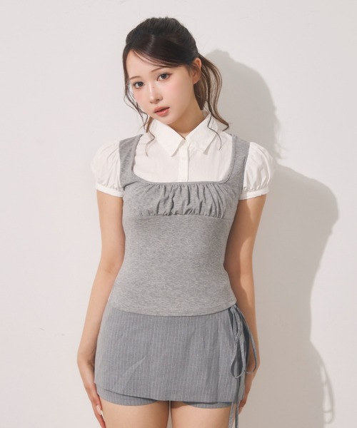TITTY&CO.(ティティーアンドコー)の「ブラウスドッキングトップス(シャツ/ブラウス・レディース・グレー/チャコールグレー・FREE)」の2枚目の写真