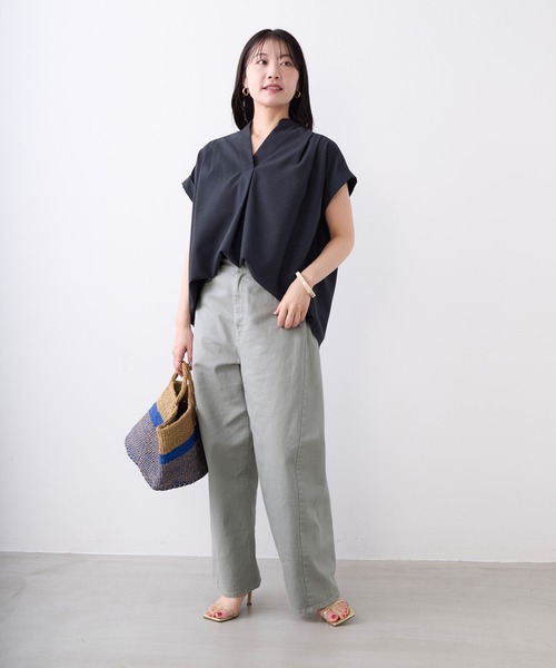 MICA&DEAL(マイカ&ディール)の「ツイストカラーデニムコクーンパンツ〈2サイズ展開〉(デニムパンツ・レディース・ベージュ/グレー/ライトピンク・38/36)」の13枚目の写真