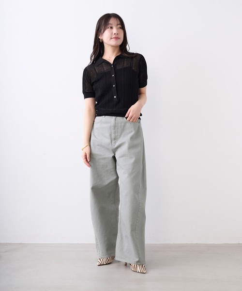 MICA&DEAL(マイカ&ディール)の「ツイストカラーデニムコクーンパンツ〈2サイズ展開〉(デニムパンツ・レディース・ベージュ/グレー/ライトピンク・38/36)」の18枚目の写真