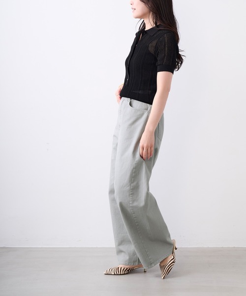 MICA&DEAL(マイカ&ディール)の「ツイストカラーデニムコクーンパンツ〈2サイズ展開〉(デニムパンツ・レディース・ベージュ/グレー/ライトピンク・38/36)」の10枚目の写真