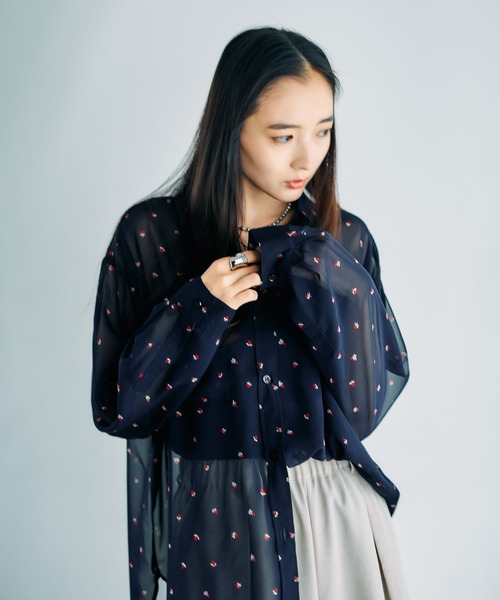 2WAY柄シアー長袖シャツ 664892（シャツ/ブラウス）｜LEPSIM
