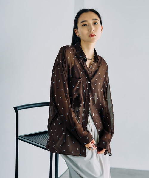 2WAY柄シアー長袖シャツ 664892（シャツ/ブラウス）｜LEPSIM