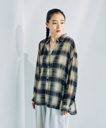 2WAY柄シアー長袖シャツ 664892