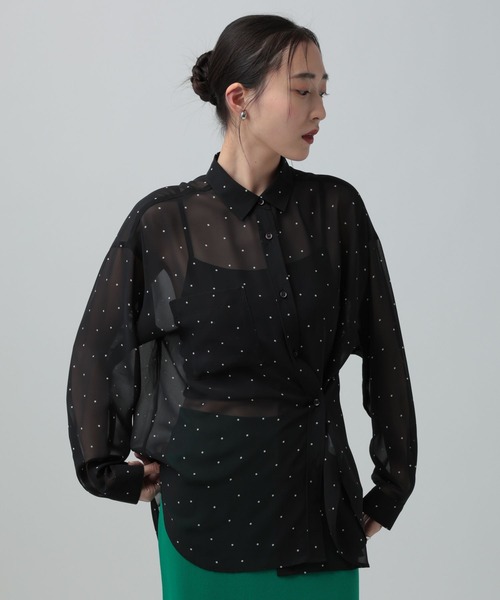 LEPSIM(レプシィム)の「2WAY柄シアー長袖シャツ 664892(シャツ/ブラウス・レディース・チェック/ブラック・FREE)」の10枚目の写真