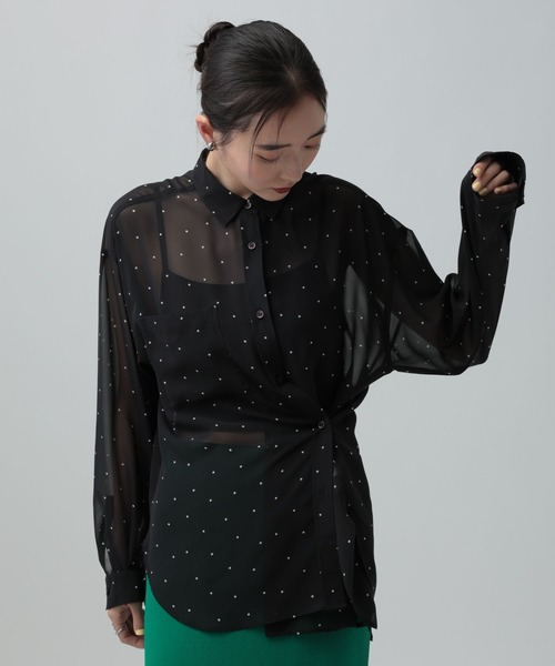LEPSIM(レプシィム)の「2WAY柄シアー長袖シャツ 664892(シャツ/ブラウス・レディース・チェック/ブラック・FREE)」の11枚目の写真