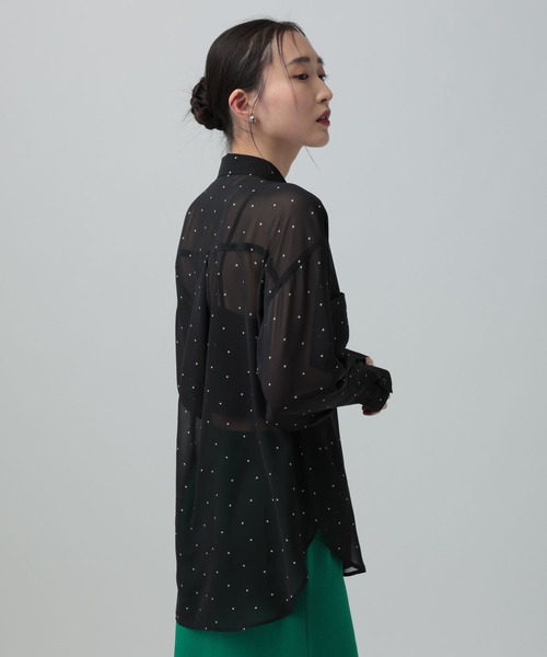 LEPSIM(レプシィム)の「2WAY柄シアー長袖シャツ 664892(シャツ/ブラウス・レディース・チェック/ブラック・FREE)」の12枚目の写真