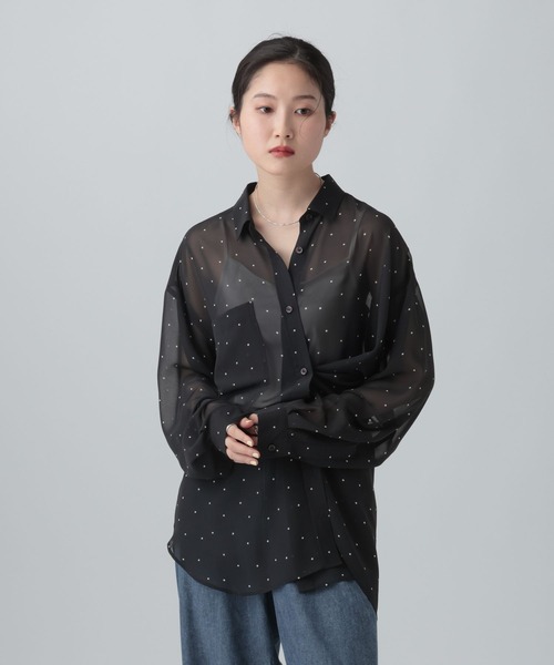2WAY柄シアー長袖シャツ 664892（シャツ/ブラウス）｜LEPSIM