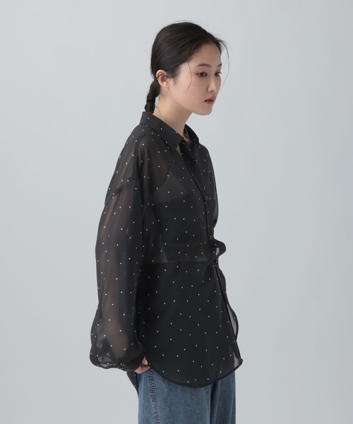 LEPSIM(レプシィム)の「2WAY柄シアー長袖シャツ 664892(シャツ/ブラウス・レディース・チェック/ブラック・FREE)」の7枚目の写真