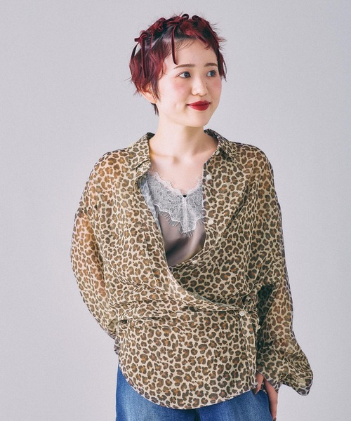 LEPSIM(レプシィム)の「2WAY柄シアー長袖シャツ 664892(シャツ/ブラウス・レディース・チェック/ブラック/ブラウン/ネイビー/レオパード/ブラウン系その他・FREE)」の17枚目の写真