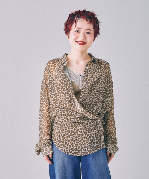 LEPSIM(レプシィム)の「2WAY柄シアー長袖シャツ 664892(シャツ/ブラウス・レディース・チェック/ブラック/ブラウン/ネイビー/レオパード/ブラウン系その他・FREE)」の18枚目の写真