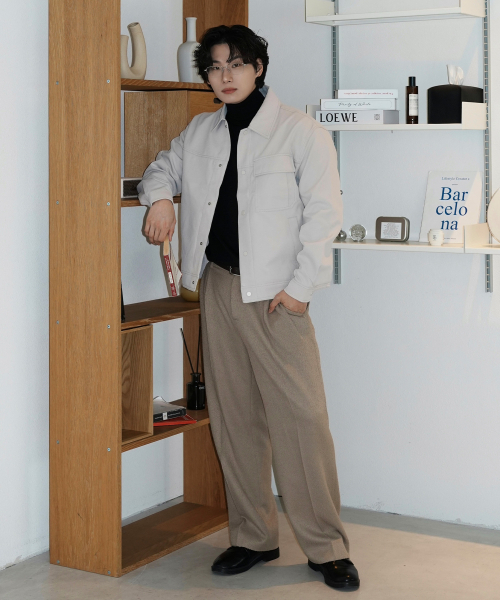 MINDBRIDGE（マインドブリッジ）の「[COUTURE]ツイル組織変形トラッカー（デニムジャケット・メンズ・ブラック/ライトベージュ・100/95/105）」の5枚目の写真