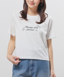 【ハニさら・接触冷感・UVカット】リボンプリントTシャツ