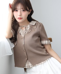 one after another NICE CLAUP（ワンアフターアナザーナイスクラップ）の「シャツドッキング半袖トップス（Tシャツ/カットソー）」