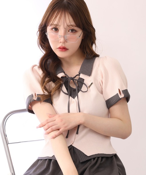 アナザーエディション♡トップス シャツドッキング半袖トップス（Tシャツ/カットソー）｜one after