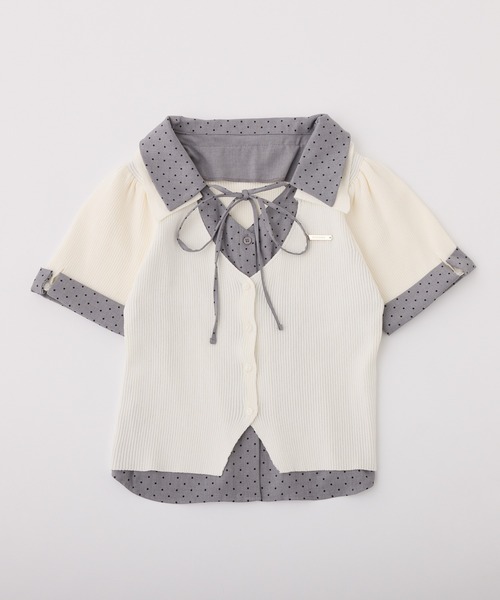 one after another NICE CLAUP(ワンアフターアナザーナイスクラップ)の「シャツドッキング半袖トップス(Tシャツ/カットソー・レディース・ブラック/イエロー/ブラウン/ピンク/ダークブラウン/ブラック系その他/アイボリー・FREE)」の2枚目の写真