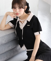 one after another NICE CLAUP（ワンアフターアナザーナイスクラップ）の「シャツドッキング半袖トップス（Tシャツ/カットソー）」
