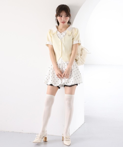 one after another NICE CLAUP(ワンアフターアナザーナイスクラップ)の「シャツドッキング半袖トップス(Tシャツ/カットソー・レディース・ブラック/イエロー/ブラウン/ピンク/ダークブラウン/ブラック系その他/アイボリー・FREE)」の11枚目の写真
