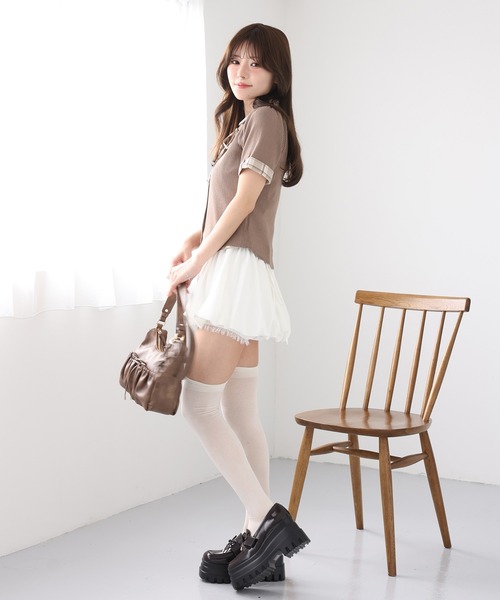 one after another NICE CLAUP(ワンアフターアナザーナイスクラップ)の「シャツドッキング半袖トップス(Tシャツ/カットソー・レディース・ブラック/イエロー/ブラウン/ピンク/ダークブラウン/ブラック系その他/アイボリー・FREE)」の12枚目の写真