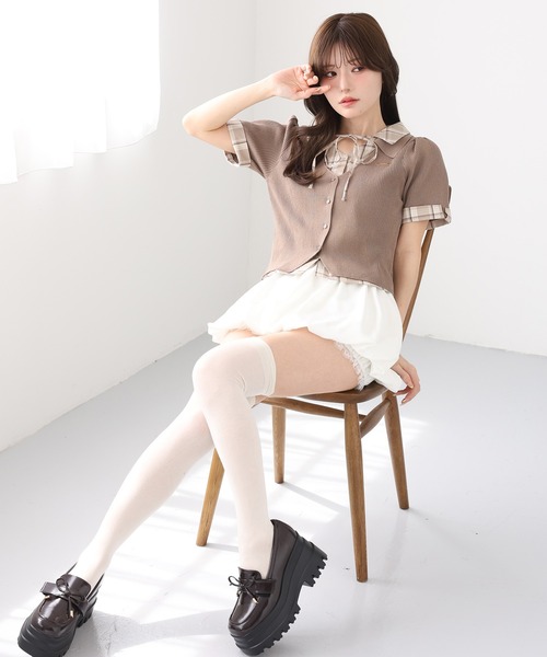 one after another NICE CLAUP(ワンアフターアナザーナイスクラップ)の「シャツドッキング半袖トップス(Tシャツ/カットソー・レディース・ブラック/イエロー/ブラウン/ピンク/ダークブラウン/ブラック系その他/アイボリー・FREE)」の13枚目の写真