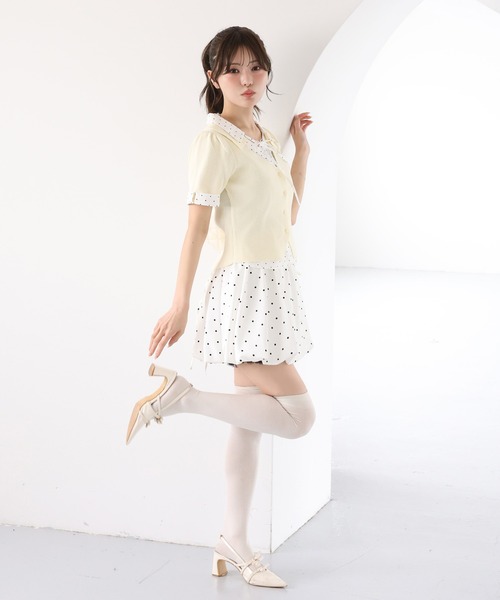 one after another NICE CLAUP(ワンアフターアナザーナイスクラップ)の「シャツドッキング半袖トップス(Tシャツ/カットソー・レディース・ブラック/イエロー/ブラウン/ピンク/ダークブラウン/ブラック系その他/アイボリー・FREE)」の21枚目の写真