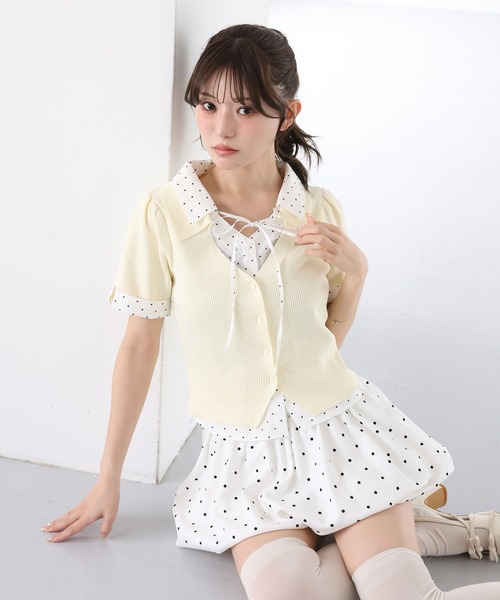 アナザーエディション♡トップス シャツドッキング半袖トップス（Tシャツ/カットソー）｜one after
