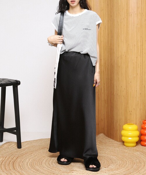 Firsthand(ファーストハンド)の「MA Firsthand/マ ファーストハンド ピンボーダー フレンチスリーブ Tシャツ/ PIN BORDER FRENCH SLEEVE TEE(Tシャツ/カットソー・レディース・ブラック/ネイビー/ホワイト・FREE)」の10枚目の写真